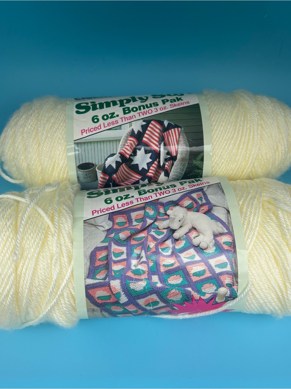 Caron Simply Soft 2 Skeins 6 oz Off White Yarn